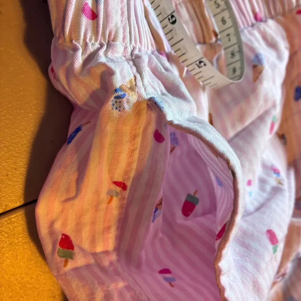 Hollister Sleep Pajama Shorts Medium Pink Ice Cream Stripe 100% Cotton Lounge